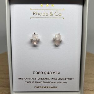 Rose Quartz Silver-Plated Stud Earrings
